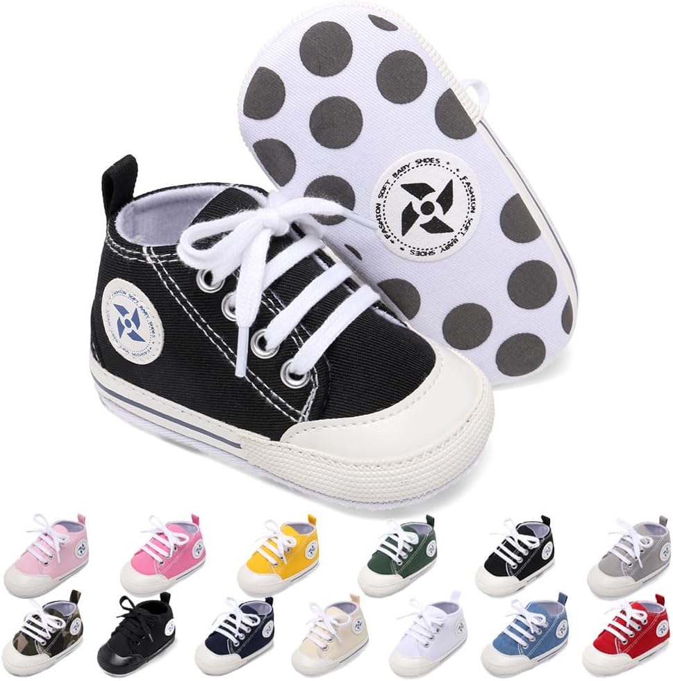 Baby Boys Girls Star High Top Sneaker Soft Anti-Slip Sole Newborn Infant First Walkers Canvas Denim Shoes Xpress