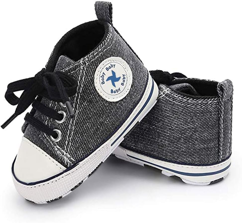 Baby Boys Girls Star High Top Sneaker Soft Anti-Slip Sole Newborn Infant First Walkers Canvas Denim Shoes Xpress