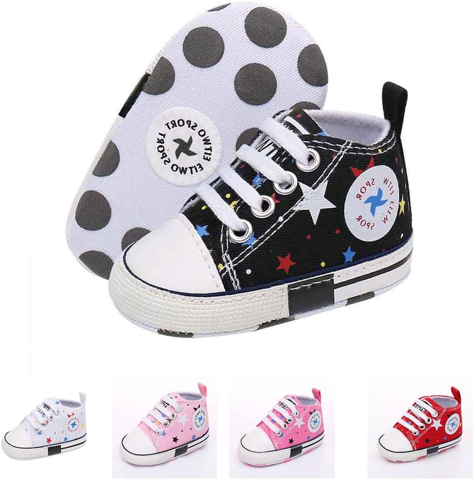 Baby Boys Girls Star High Top Sneaker Soft Anti-Slip Sole Newborn Infant First Walkers Canvas Denim Shoes Xpress