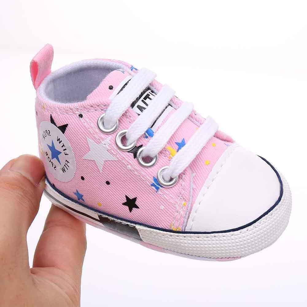 Baby Boys Girls Star High Top Sneaker Soft Anti-Slip Sole Newborn Infant First Walkers Canvas Denim Shoes Xpress