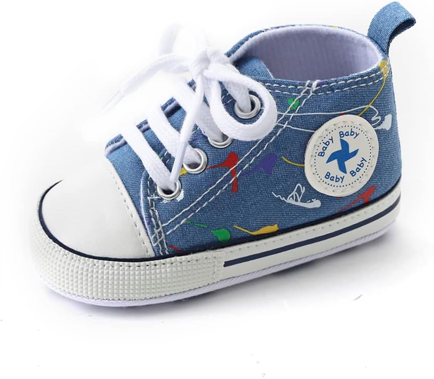 Baby Boys Girls Star High Top Sneaker Soft Anti-Slip Sole Newborn Infant First Walkers Canvas Denim Shoes Xpress