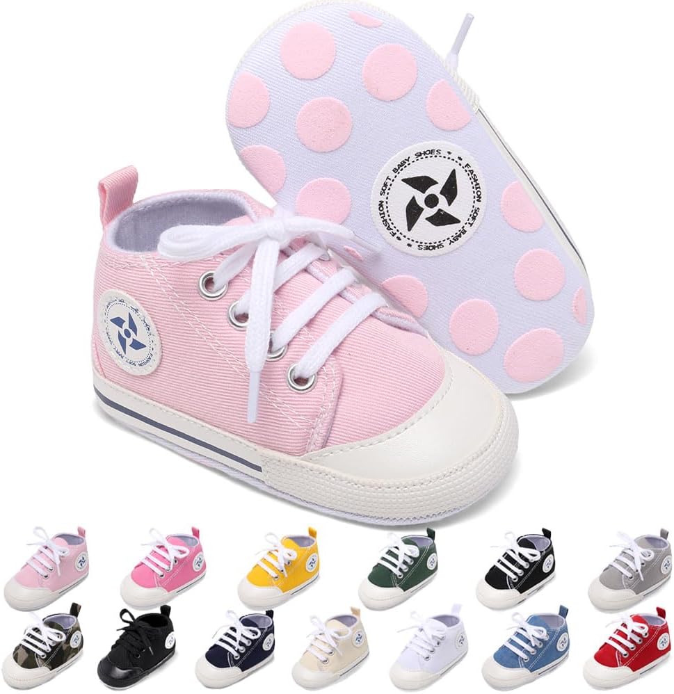 Baby Boys Girls Star High Top Sneaker Soft Anti-Slip Sole Newborn Infant First Walkers Canvas Denim Shoes Xpress