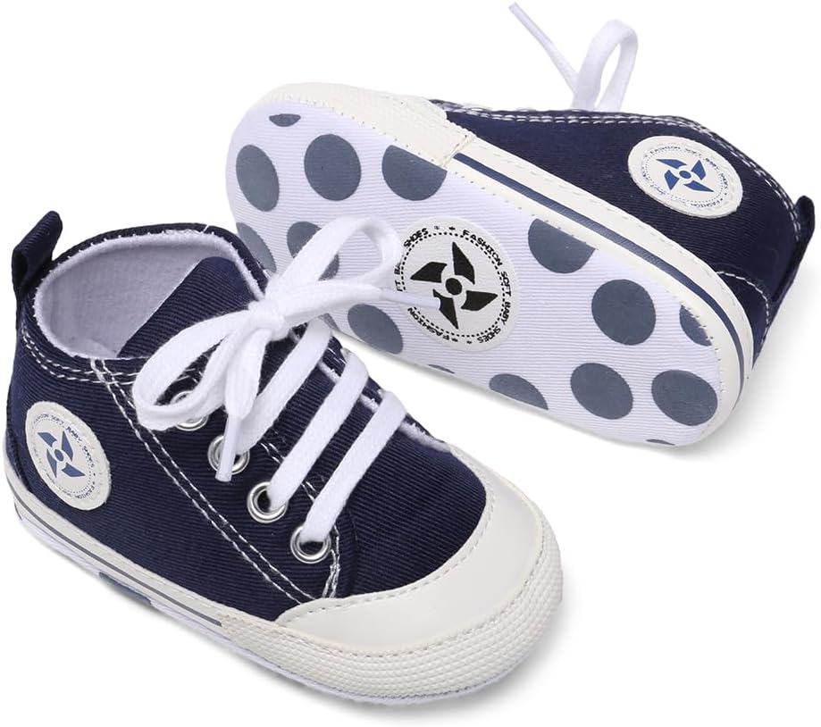 Baby Boys Girls Star High Top Sneaker Soft Anti-Slip Sole Newborn Infant First Walkers Canvas Denim Shoes Xpress