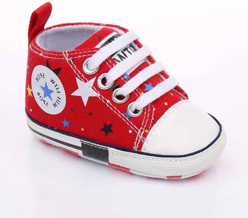 Baby Boys Girls Star High Top Sneaker Soft Anti-Slip Sole Newborn Infant First Walkers Canvas Denim Shoes Xpress