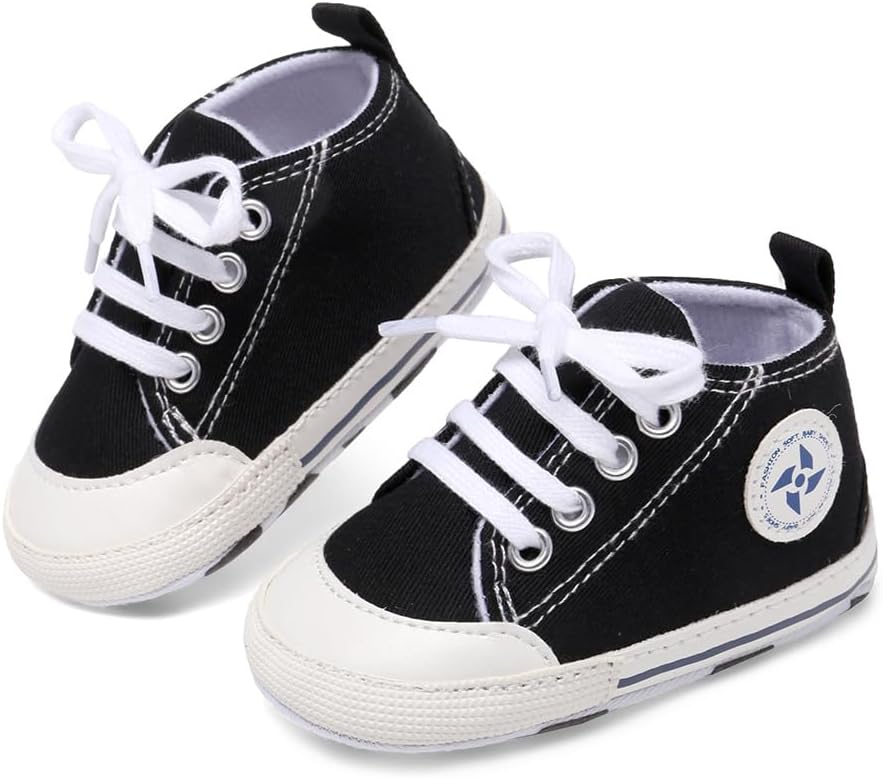 Baby Boys Girls Star High Top Sneaker Soft Anti-Slip Sole Newborn Infant First Walkers Canvas Denim Shoes Xpress