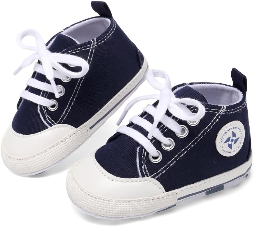 Baby Boys Girls Star High Top Sneaker Soft Anti-Slip Sole Newborn Infant First Walkers Canvas Denim Shoes Xpress