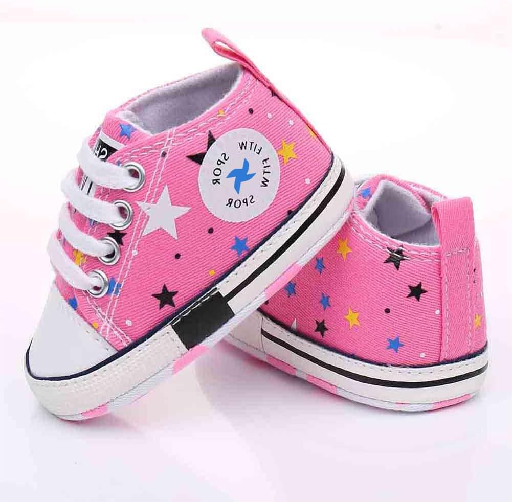 Baby Boys Girls Star High Top Sneaker Soft Anti-Slip Sole Newborn Infant First Walkers Canvas Denim Shoes Xpress