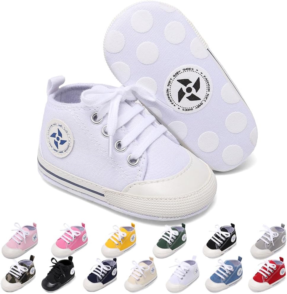 Baby Boys Girls Star High Top Sneaker Soft Anti-Slip Sole Newborn Infant First Walkers Canvas Denim Shoes Xpress