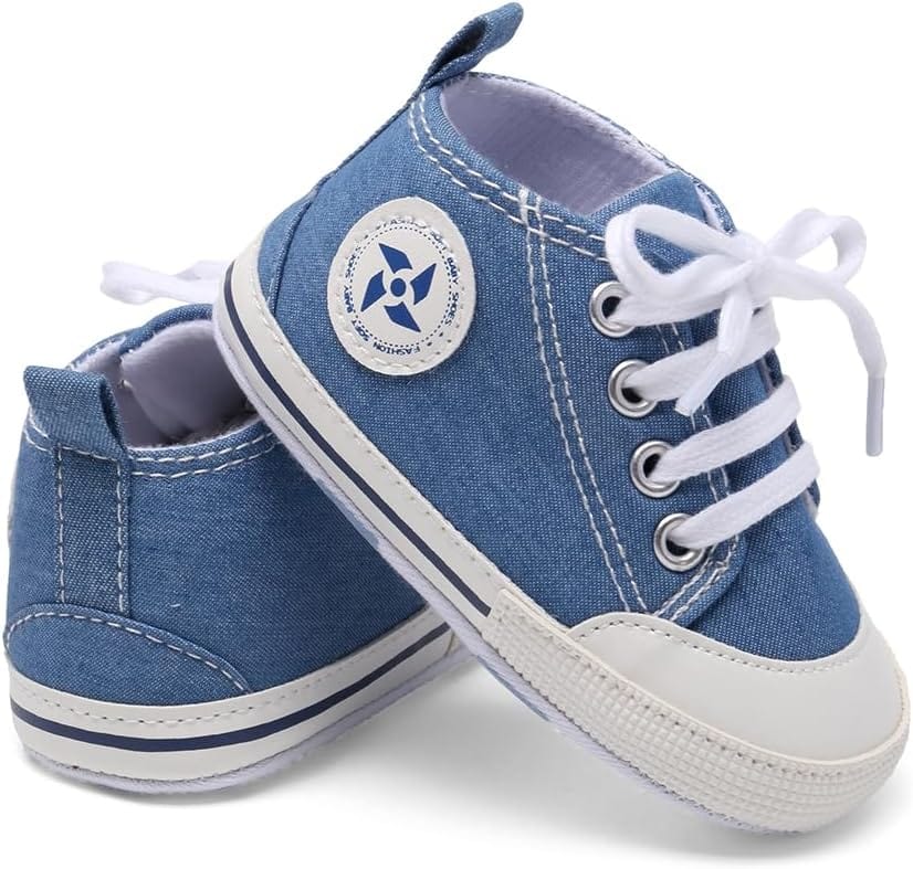 Baby Boys Girls Star High Top Sneaker Soft Anti-Slip Sole Newborn Infant First Walkers Canvas Denim Shoes Xpress