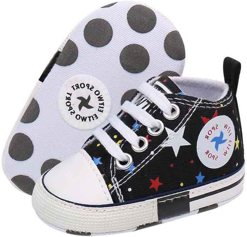 Baby Boys Girls Star High Top Sneaker Soft Anti-Slip Sole Newborn Infant First Walkers Canvas Denim Shoes Xpress