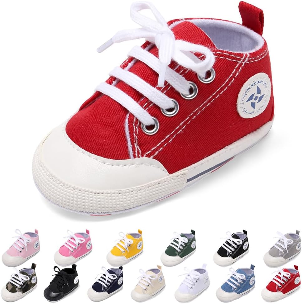 Baby Boys Girls Star High Top Sneaker Soft Anti-Slip Sole Newborn Infant First Walkers Canvas Denim Shoes Xpress