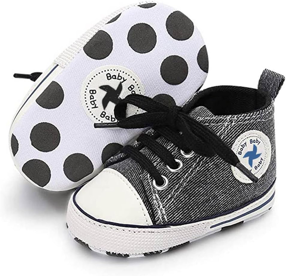 Baby Boys Girls Star High Top Sneaker Soft Anti-Slip Sole Newborn Infant First Walkers Canvas Denim Shoes Xpress