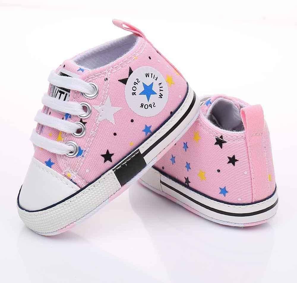 Baby Boys Girls Star High Top Sneaker Soft Anti-Slip Sole Newborn Infant First Walkers Canvas Denim Shoes Xpress