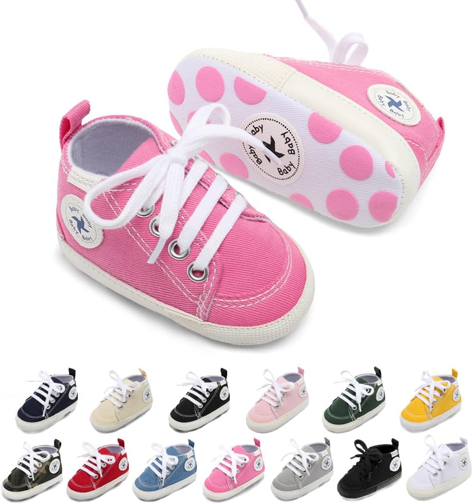 Baby Girls Boys Shoes Soft Anti-Slip Sole Newborn First Walkers Star High Top Canvas Denim Unisex Infant Sneaker Xpress