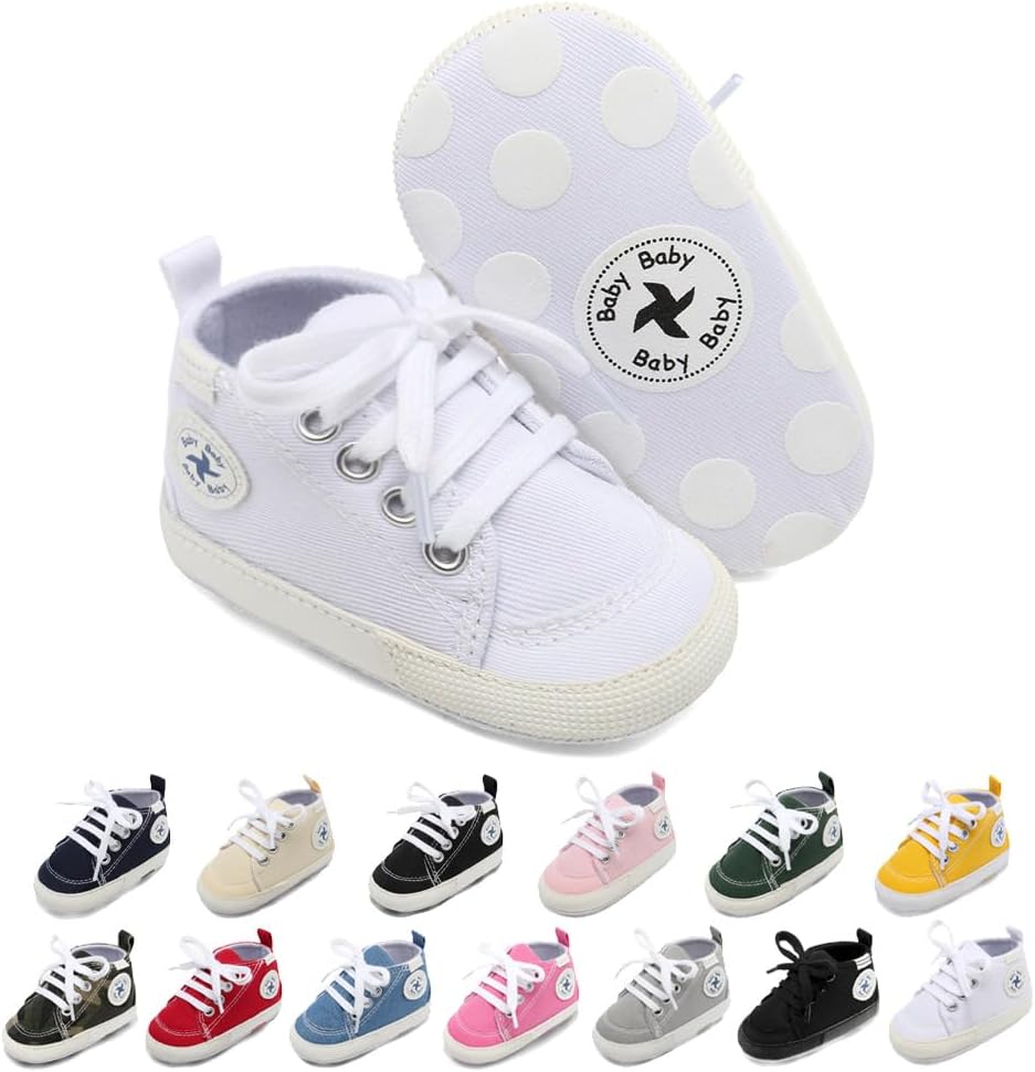 Baby Girls Boys Shoes Soft Anti-Slip Sole Newborn First Walkers Star High Top Canvas Denim Unisex Infant Sneaker Xpress