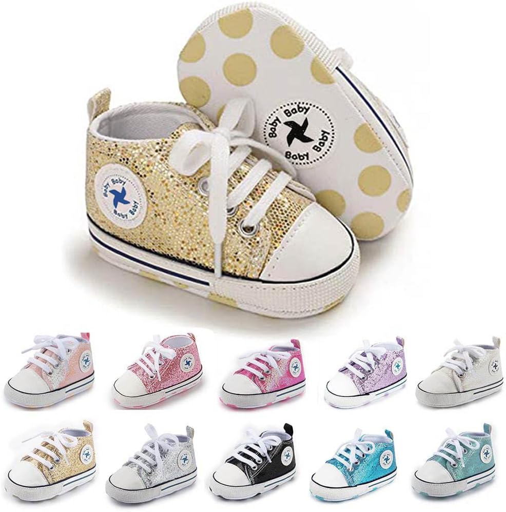 Baby Girls Boys Shoes Soft Anti-Slip Sole Newborn First Walkers Star High Top Canvas Denim Unisex Infant Sneaker Xpress