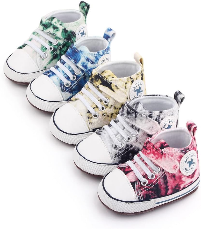 Baby Girls Boys Shoes Soft Anti-Slip Sole Newborn First Walkers Star High Top Canvas Denim Unisex Infant Sneaker Xpress