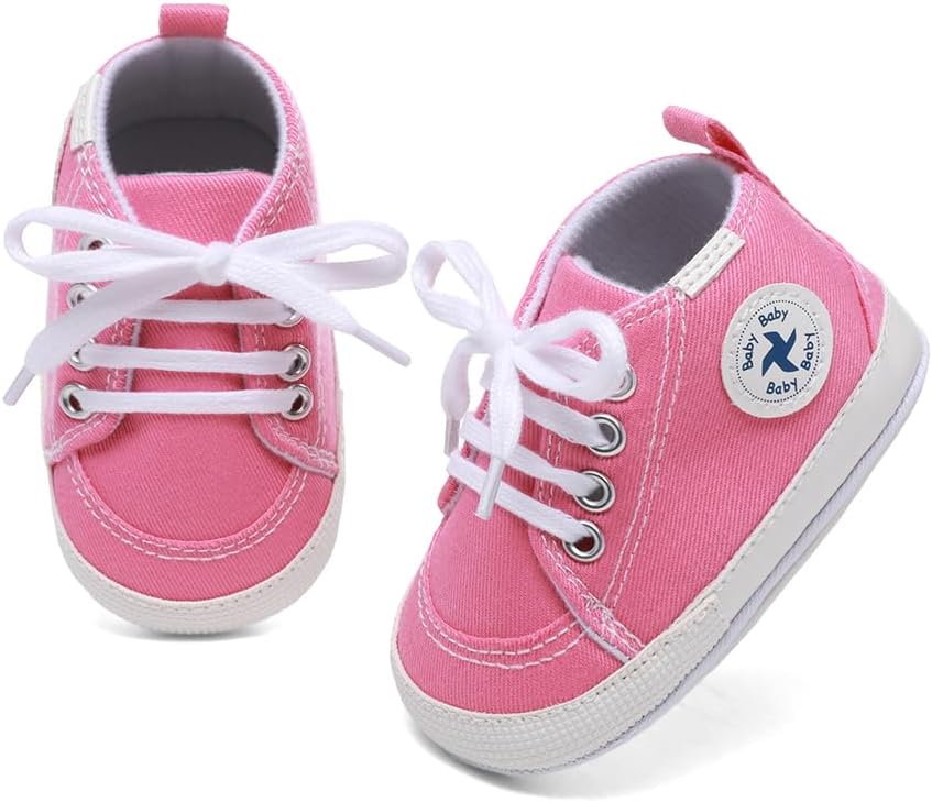 Baby Girls Boys Shoes Soft Anti-Slip Sole Newborn First Walkers Star High Top Canvas Denim Unisex Infant Sneaker Xpress