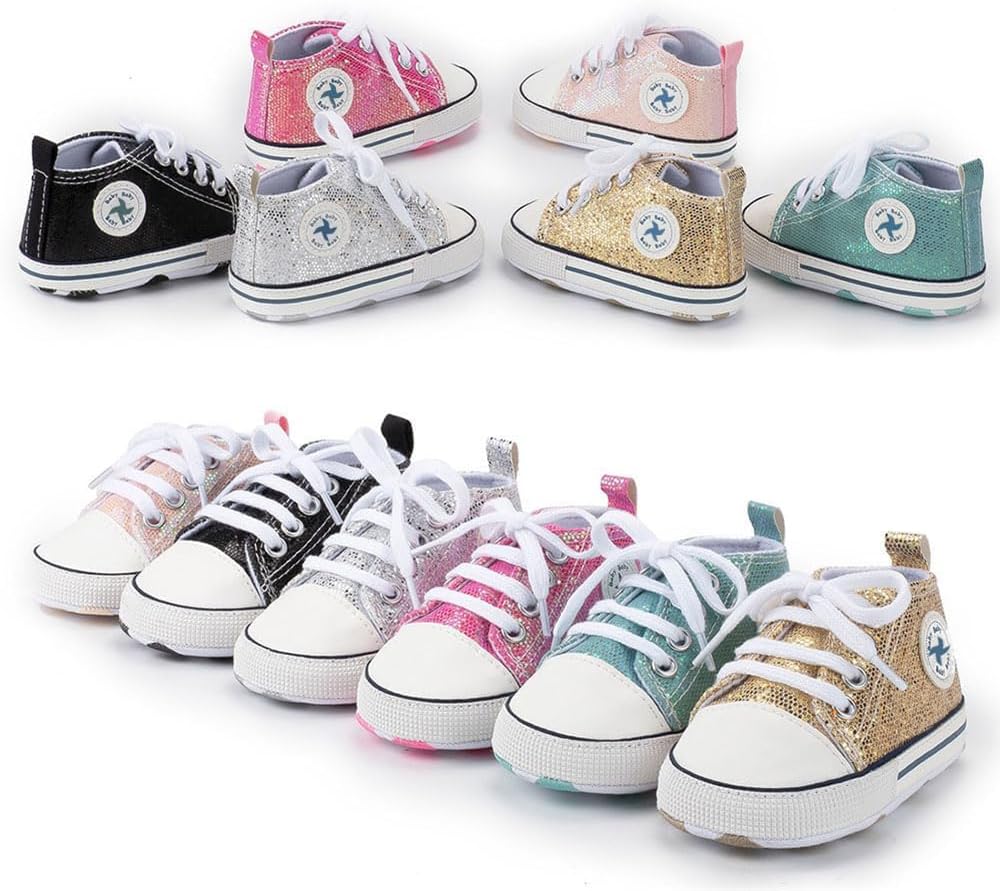 Baby Girls Boys Shoes Soft Anti-Slip Sole Newborn First Walkers Star High Top Canvas Denim Unisex Infant Sneaker Xpress