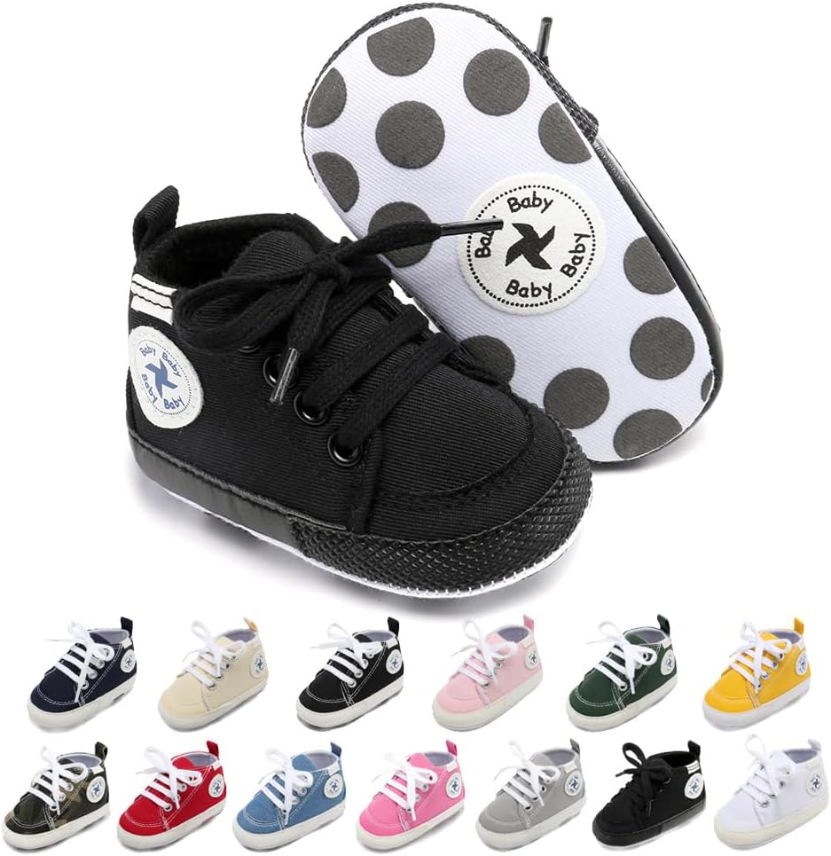 Baby Girls Boys Shoes Soft Anti-Slip Sole Newborn First Walkers Star High Top Canvas Denim Unisex Infant Sneaker Xpress