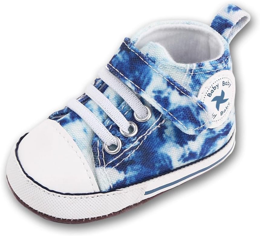 Baby Girls Boys Shoes Soft Anti-Slip Sole Newborn First Walkers Star High Top Canvas Denim Unisex Infant Sneaker Xpress