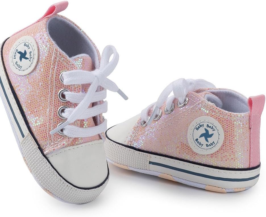 Baby Girls Boys Shoes Soft Anti-Slip Sole Newborn First Walkers Star High Top Canvas Denim Unisex Infant Sneaker Xpress