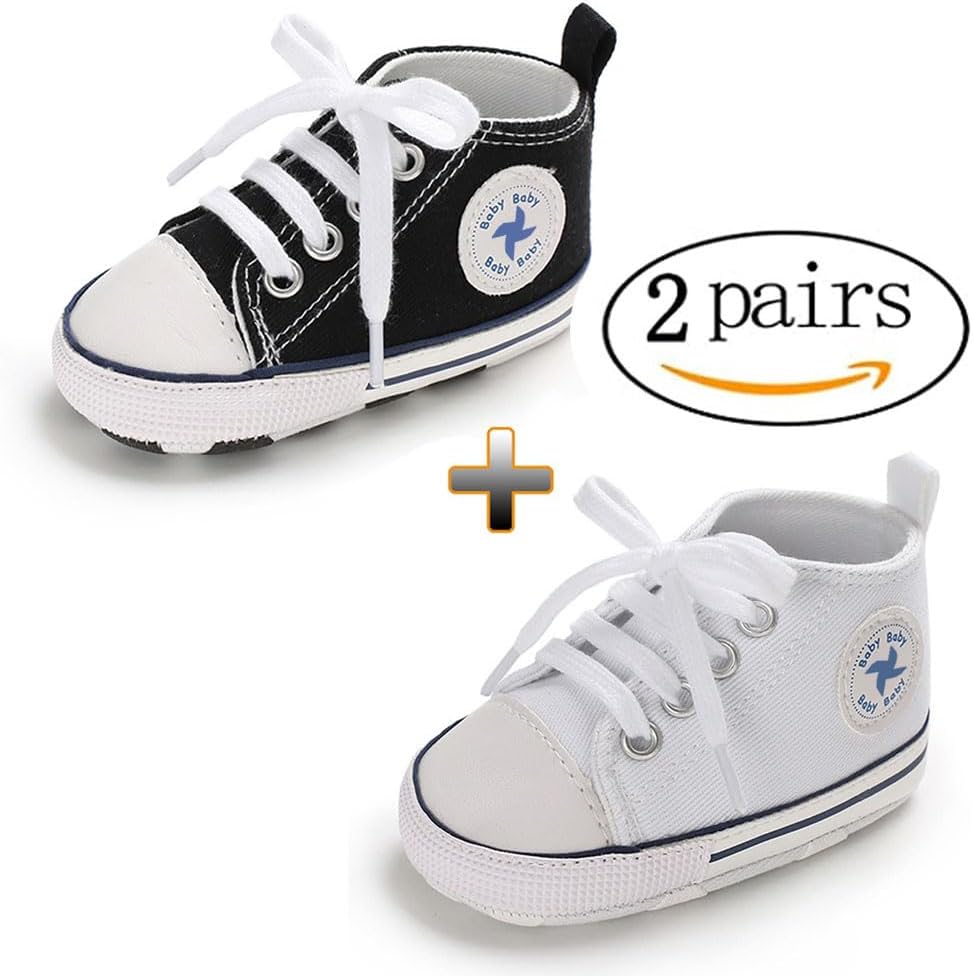 Baby Girls Boys Shoes Soft Anti-Slip Sole Newborn First Walkers Star High Top Canvas Denim Unisex Infant Sneaker Xpress