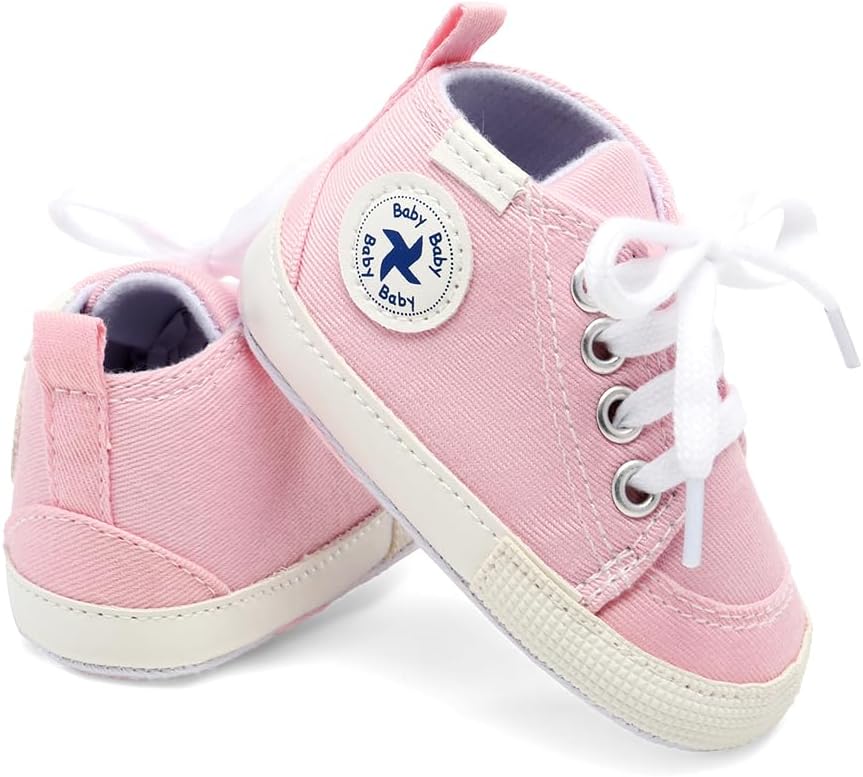 Baby Girls Boys Shoes Soft Anti-Slip Sole Newborn First Walkers Star High Top Canvas Denim Unisex Infant Sneaker Xpress