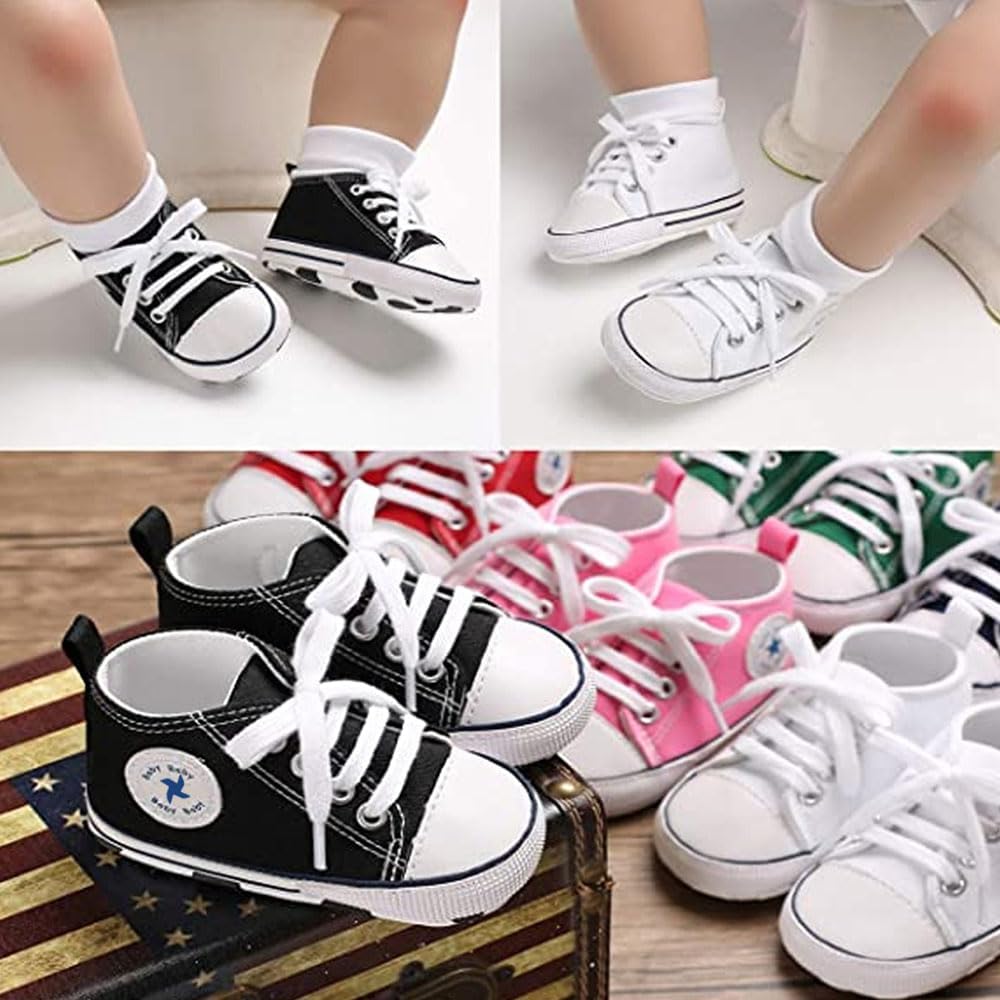 Baby Girls Boys Shoes Soft Anti-Slip Sole Newborn First Walkers Star High Top Canvas Denim Unisex Infant Sneaker Xpress