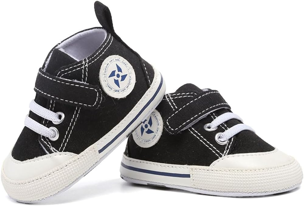 Baby Girls Boys Shoes Soft Anti-Slip Sole Newborn First Walkers Star High Top Canvas Denim Unisex Infant Sneaker Xpress