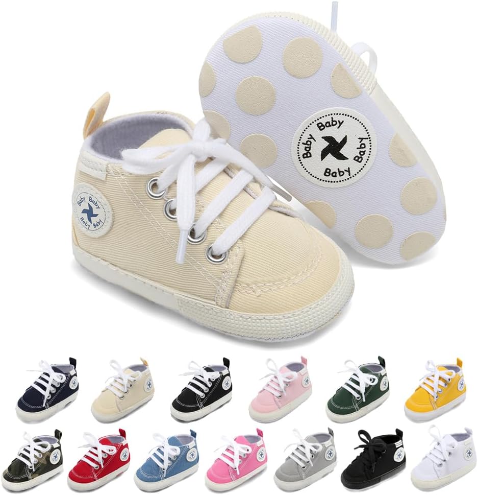 Baby Girls Boys Shoes Soft Anti-Slip Sole Newborn First Walkers Star High Top Canvas Denim Unisex Infant Sneaker Xpress