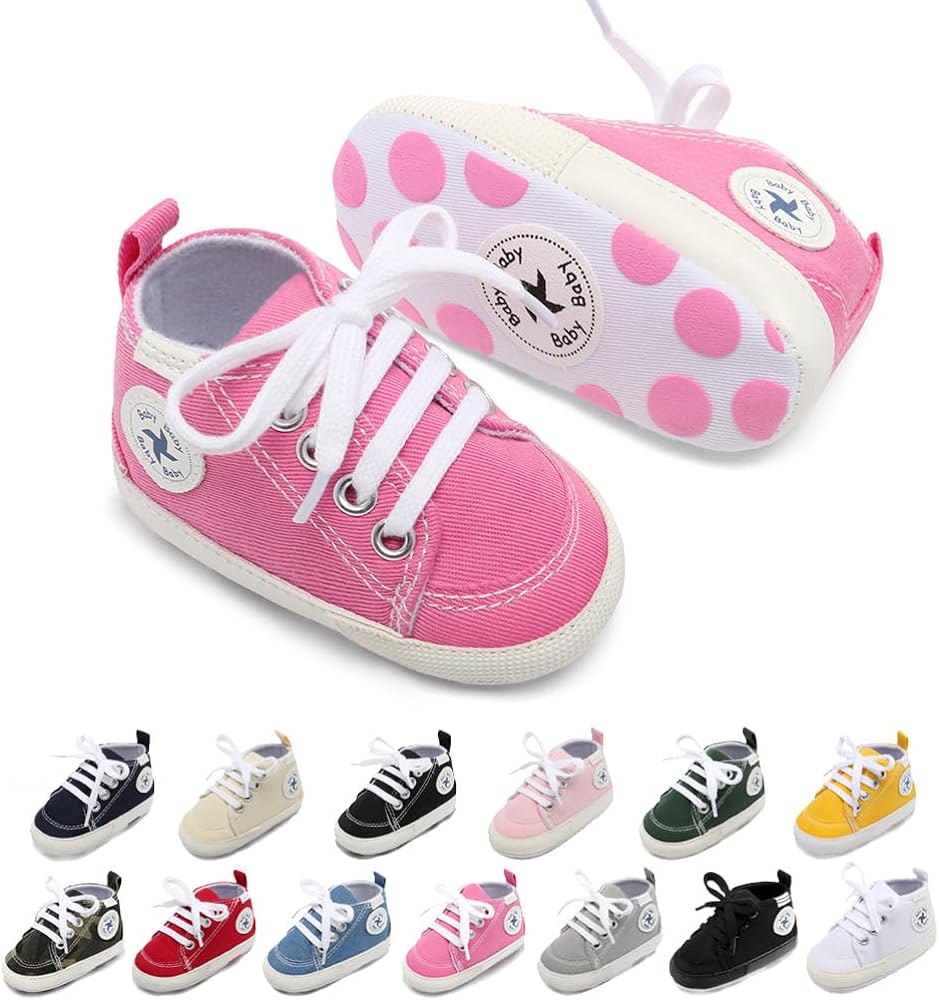 Baby Girls Boys Shoes Soft Anti-Slip Sole Newborn First Walkers Star High Top Canvas Denim Unisex Infant Sneaker Xpress