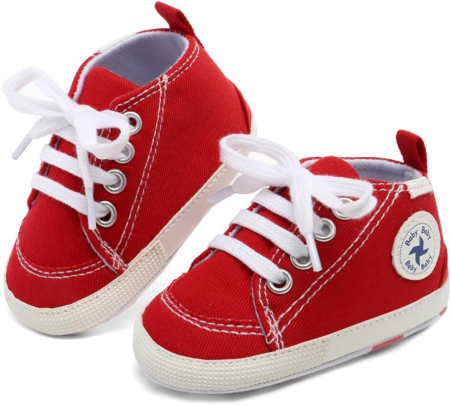 Baby Girls Boys Shoes Soft Anti-Slip Sole Newborn First Walkers Star High Top Canvas Denim Unisex Infant Sneaker Xpress