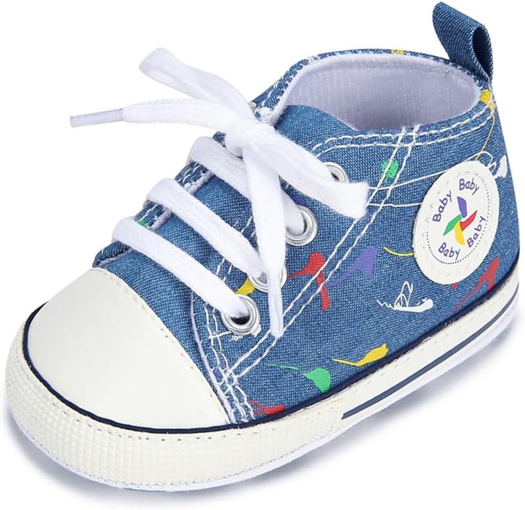 Baby Girls Boys Shoes Soft Anti-Slip Sole Newborn First Walkers Star High Top Canvas Denim Unisex Infant Sneaker Xpress