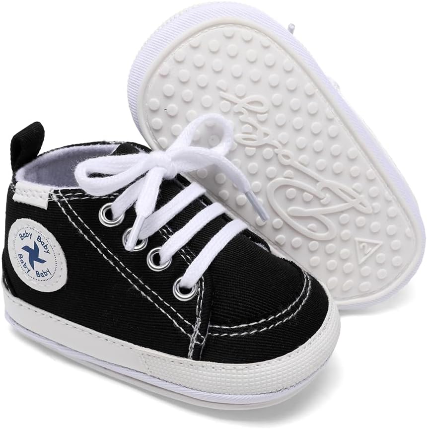 Baby Girls Boys Shoes Soft Anti-Slip Sole Newborn First Walkers Star High Top Canvas Denim Unisex Infant Sneaker Xpress