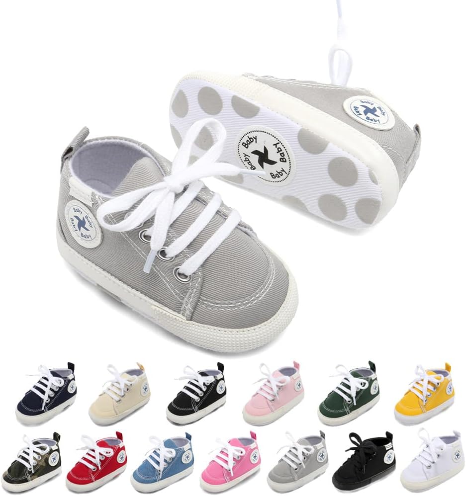 Baby Girls Boys Shoes Soft Anti-Slip Sole Newborn First Walkers Star High Top Canvas Denim Unisex Infant Sneaker Xpress