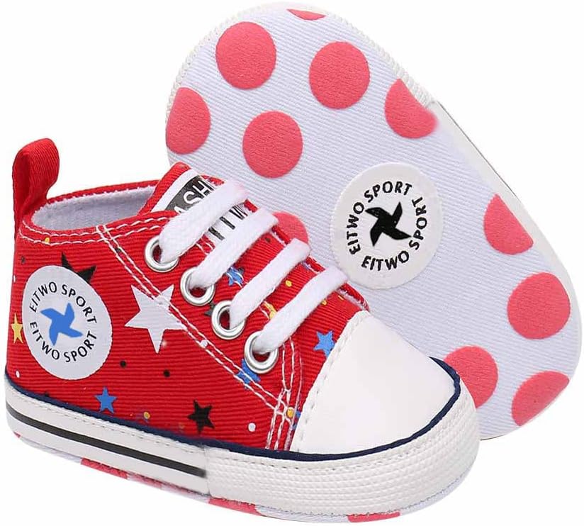 Baby Girls Boys Shoes Soft Anti-Slip Sole Newborn First Walkers Star High Top Canvas Denim Unisex Infant Sneaker Xpress