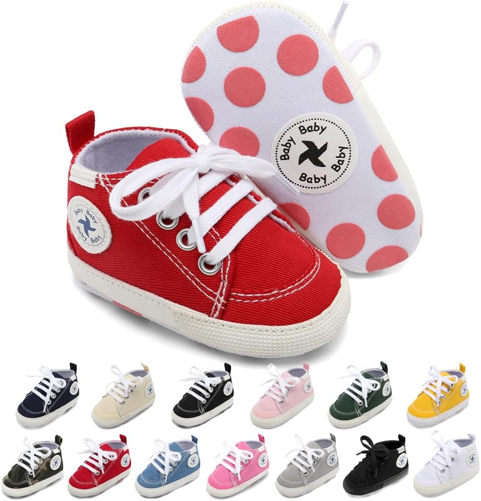 Baby Girls Boys Shoes Soft Anti-Slip Sole Newborn First Walkers Star High Top Canvas Denim Unisex Infant Sneaker Xpress