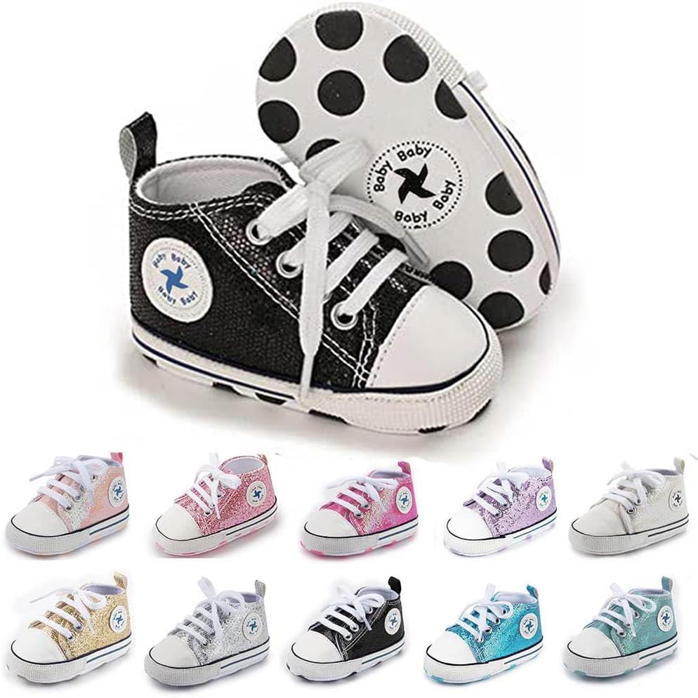 Baby Girls Boys Shoes Soft Anti-Slip Sole Newborn First Walkers Star High Top Canvas Denim Unisex Infant Sneaker Xpress