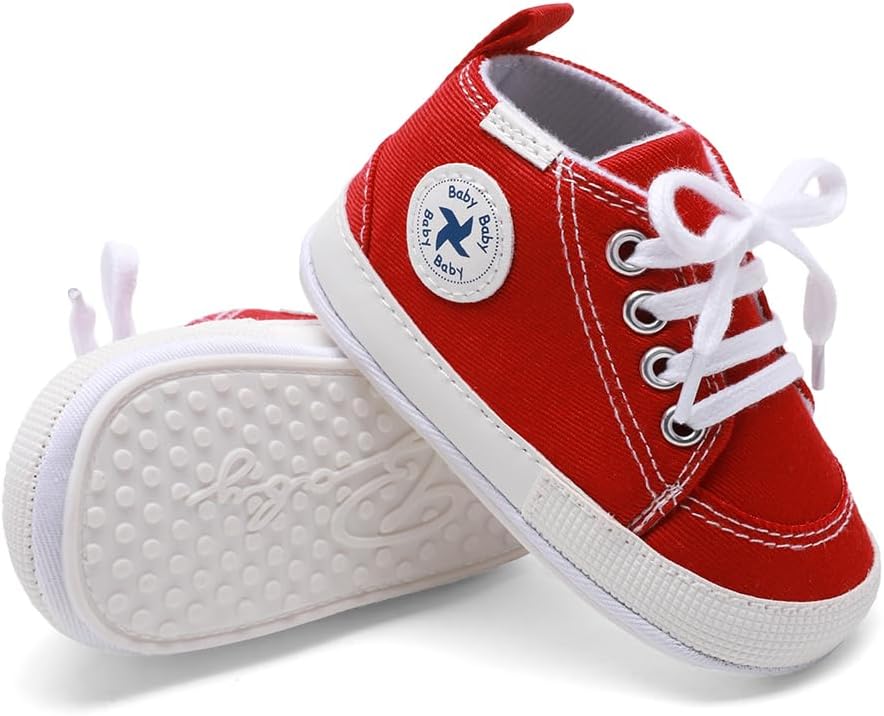 Baby Girls Boys Shoes Soft Anti-Slip Sole Newborn First Walkers Star High Top Canvas Denim Unisex Infant Sneaker Xpress