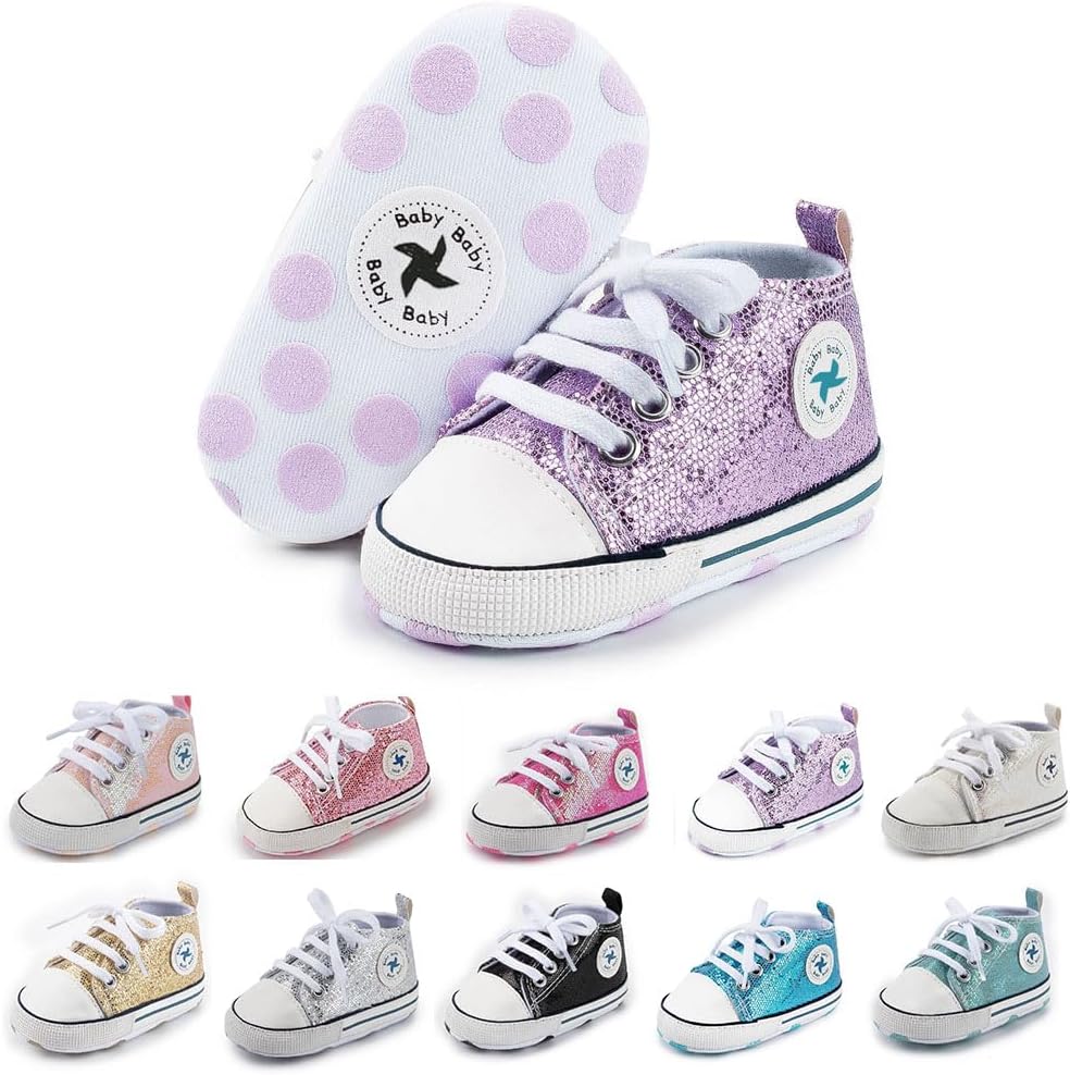 Baby Girls Boys Shoes Soft Anti-Slip Sole Newborn First Walkers Star High Top Canvas Denim Unisex Infant Sneaker Xpress