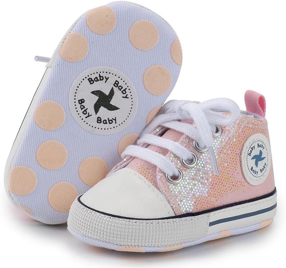 Baby Girls Boys Shoes Soft Anti-Slip Sole Newborn First Walkers Star High Top Canvas Denim Unisex Infant Sneaker Xpress