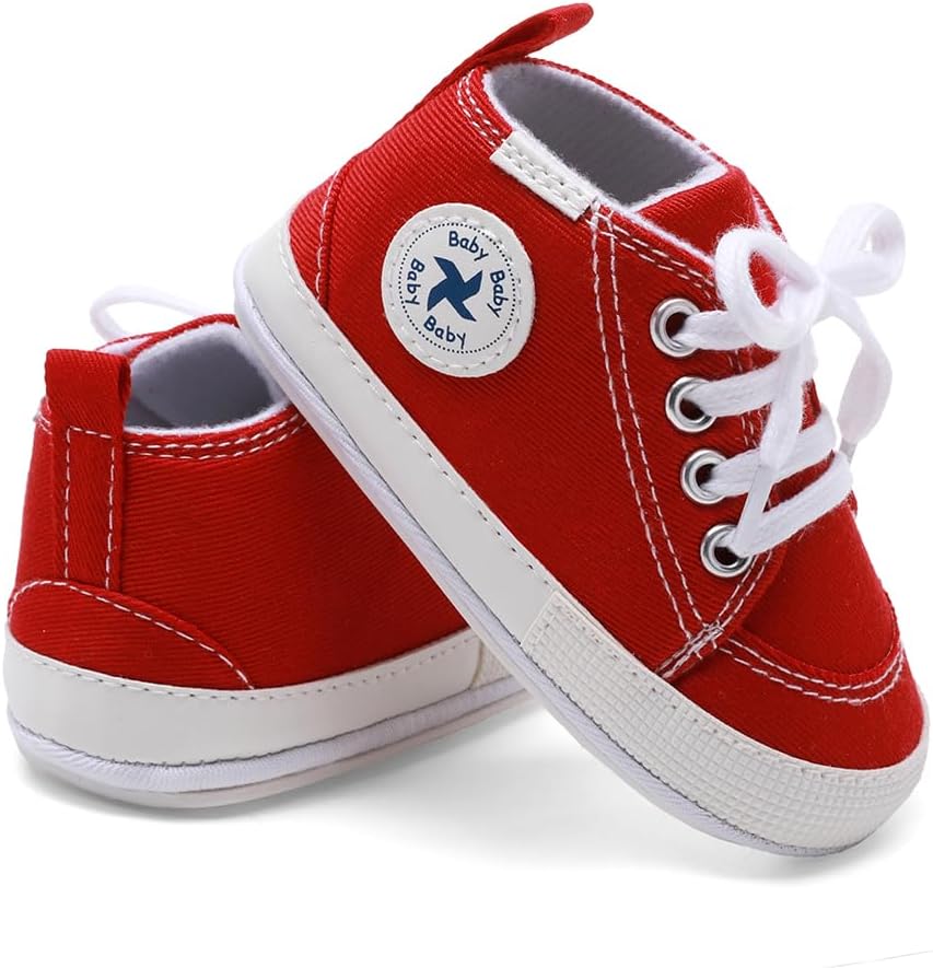 Baby Girls Boys Shoes Soft Anti-Slip Sole Newborn First Walkers Star High Top Canvas Denim Unisex Infant Sneaker Xpress