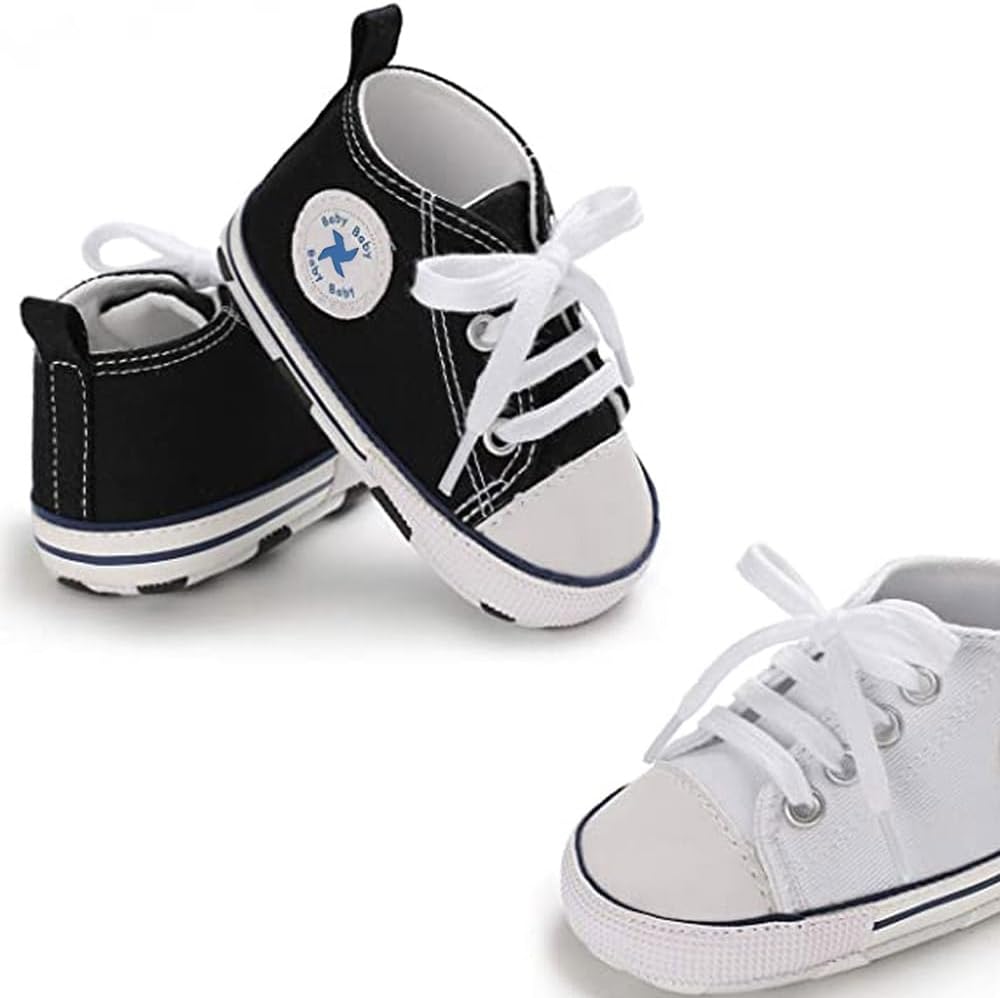 Baby Girls Boys Shoes Soft Anti-Slip Sole Newborn First Walkers Star High Top Canvas Denim Unisex Infant Sneaker Xpress