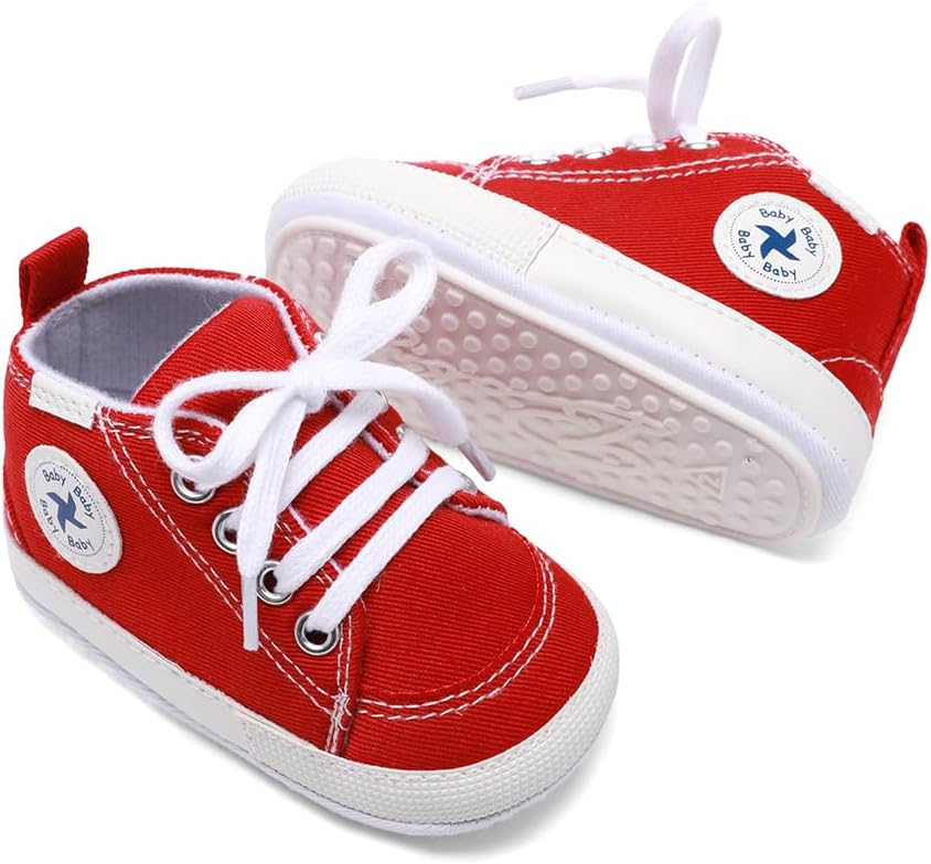 Baby Girls Boys Shoes Soft Anti-Slip Sole Newborn First Walkers Star High Top Canvas Denim Unisex Infant Sneaker Xpress