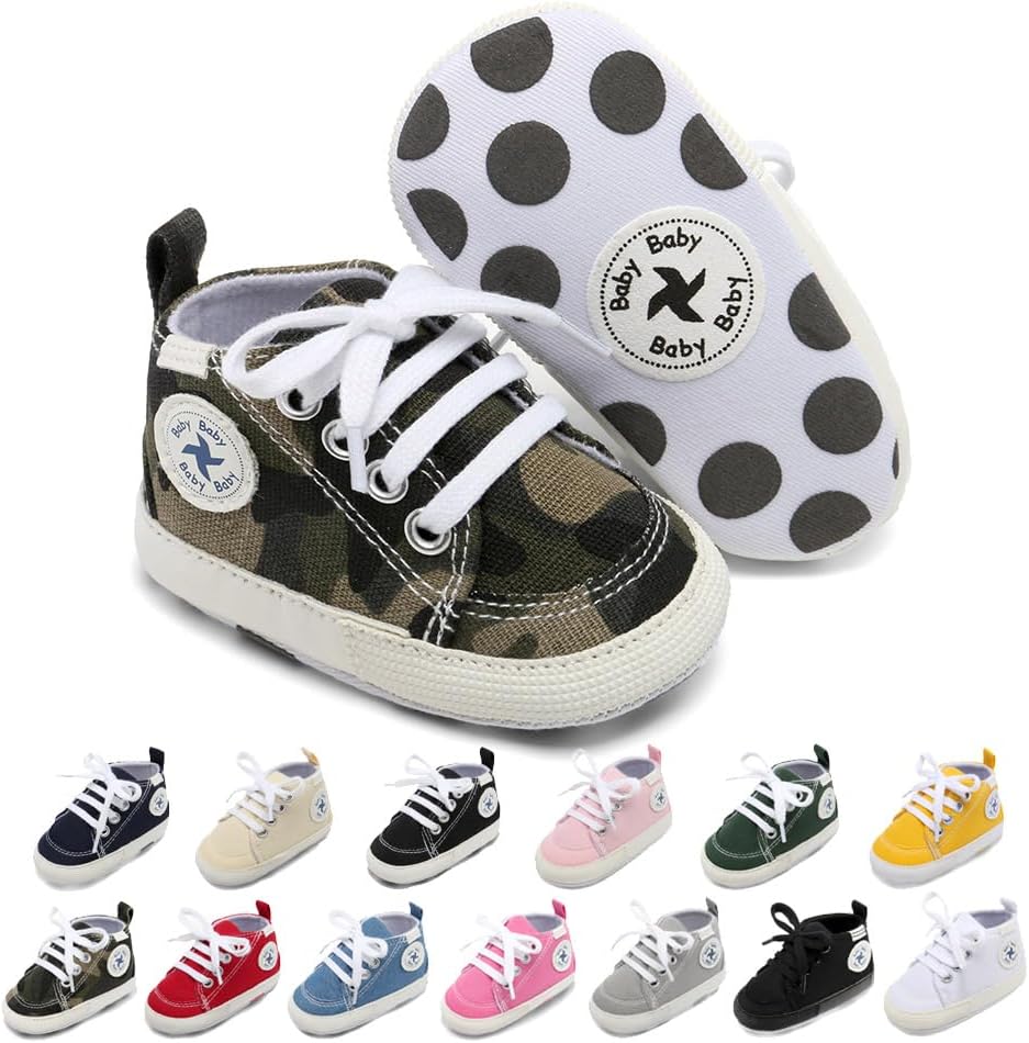 Baby Girls Boys Shoes Soft Anti-Slip Sole Newborn First Walkers Star High Top Canvas Denim Unisex Infant Sneaker Xpress