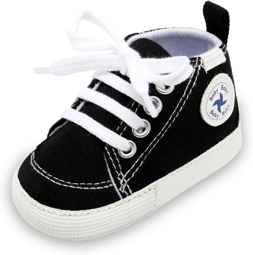 Baby Girls Boys Shoes Soft Anti-Slip Sole Newborn First Walkers Star High Top Canvas Denim Unisex Infant Sneaker Xpress