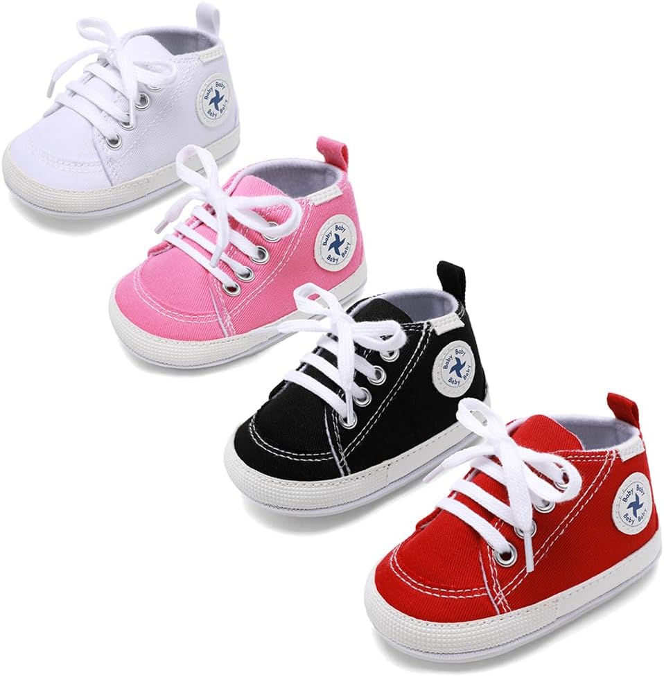 Baby Girls Boys Shoes Soft Anti-Slip Sole Newborn First Walkers Star High Top Canvas Denim Unisex Infant Sneaker Xpress