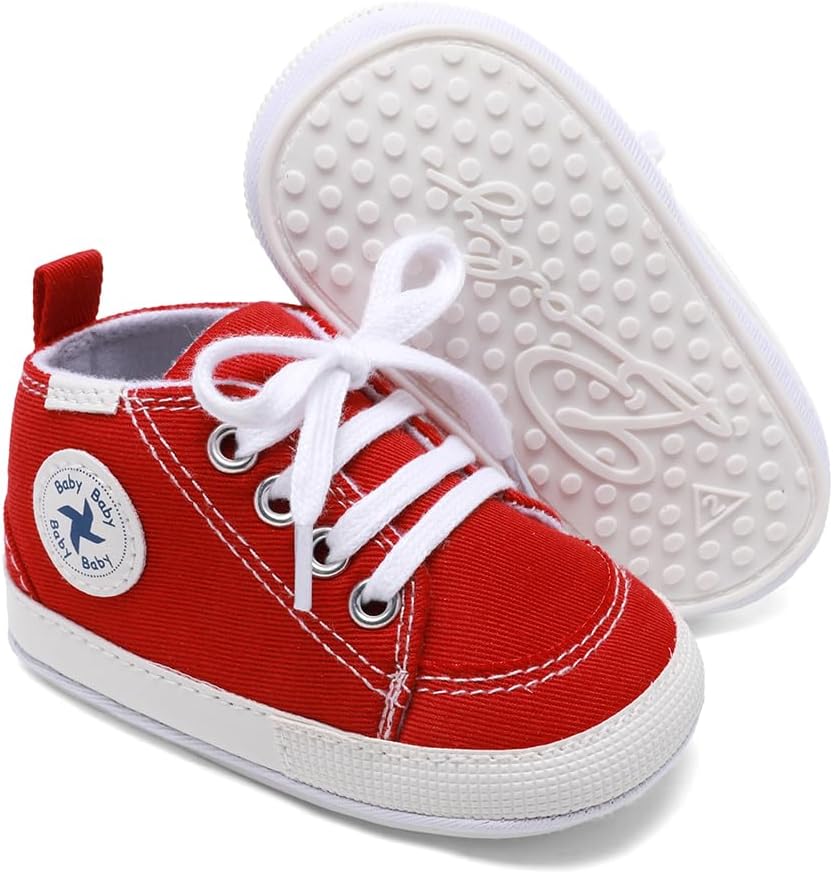 Baby Girls Boys Shoes Soft Anti-Slip Sole Newborn First Walkers Star High Top Canvas Denim Unisex Infant Sneaker Xpress