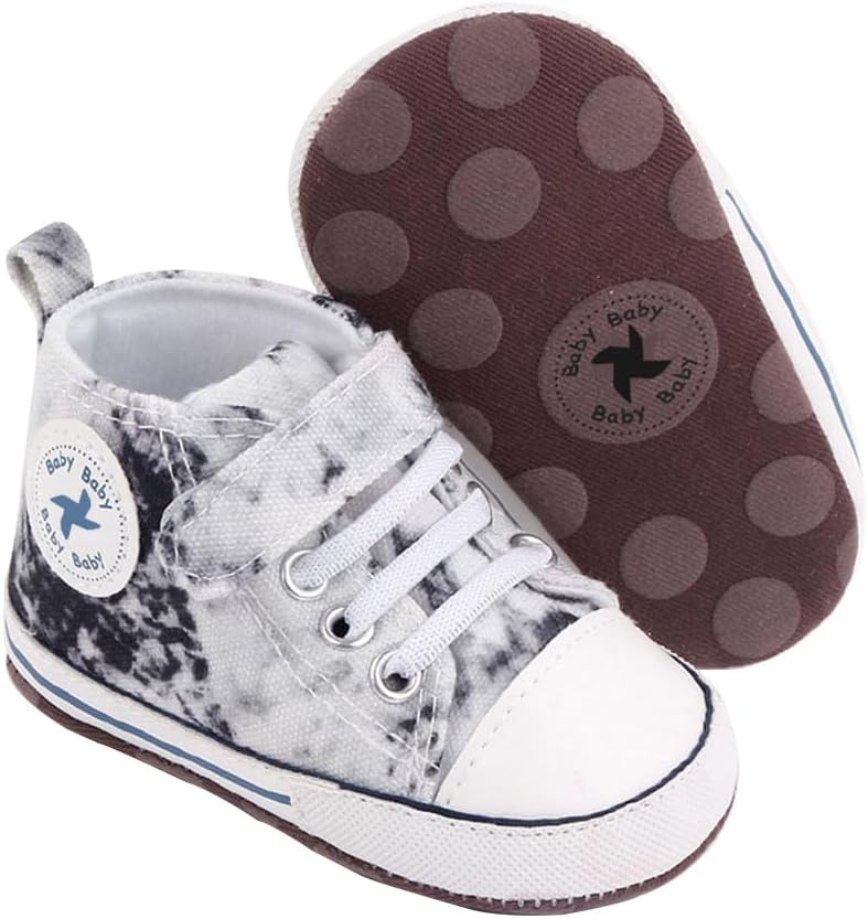 Baby Girls Boys Shoes Soft Anti-Slip Sole Newborn First Walkers Star High Top Canvas Denim Unisex Infant Sneaker Xpress